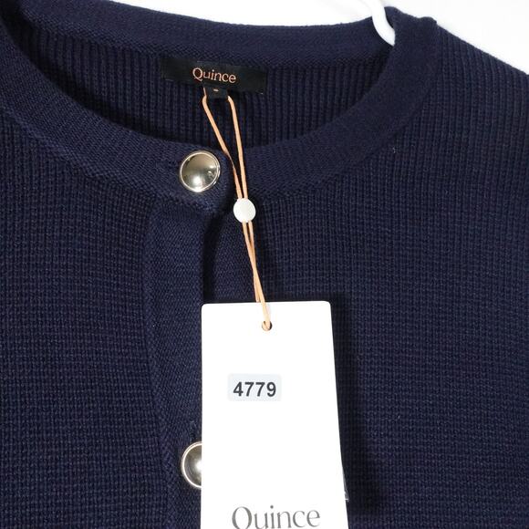 New Women’s Small Quince Navy Blue Organic Cotton Sweater Cardigan 4779-49 - Picture 6 of 9